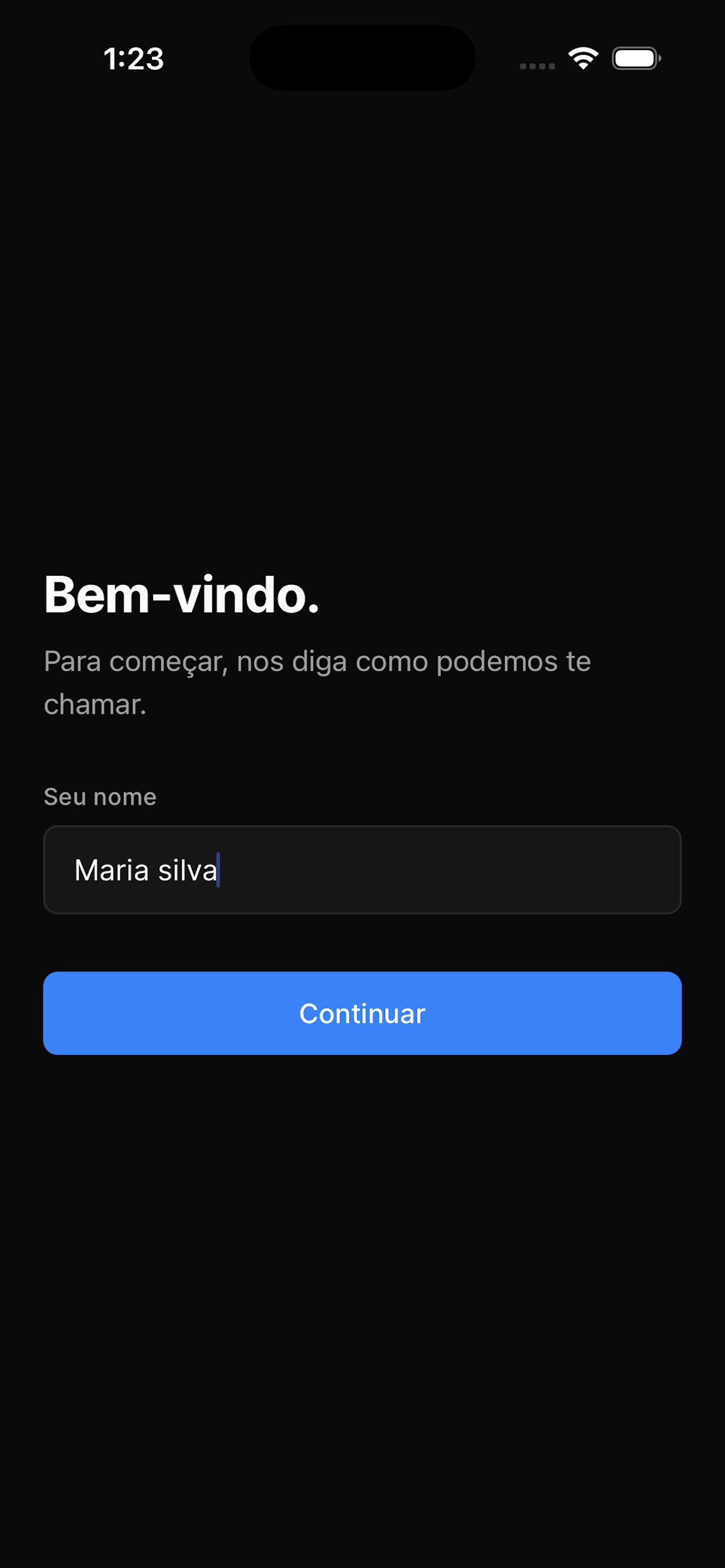 Tela de boas-vindas do onboarding